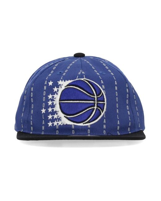 Mitchell & Ness Accessoires ,Blauw ,Katoen Orlando Magic Gestreepte Snapback Pet in het Blue voor heren