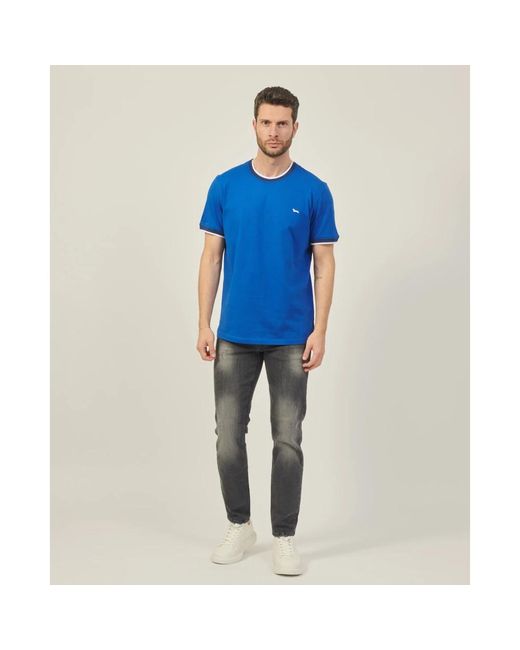Harmont & Blaine Blaues sportliches t-shirt mit gestreiftem detail in Blue für Herren
