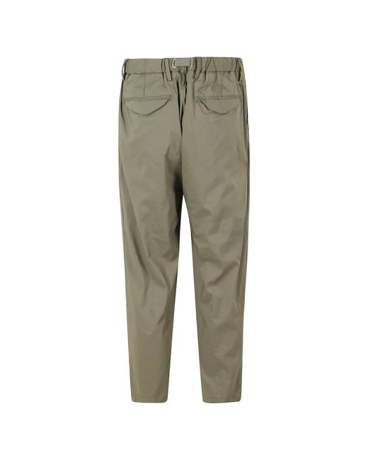 White Sand Green Straight Trousers for men