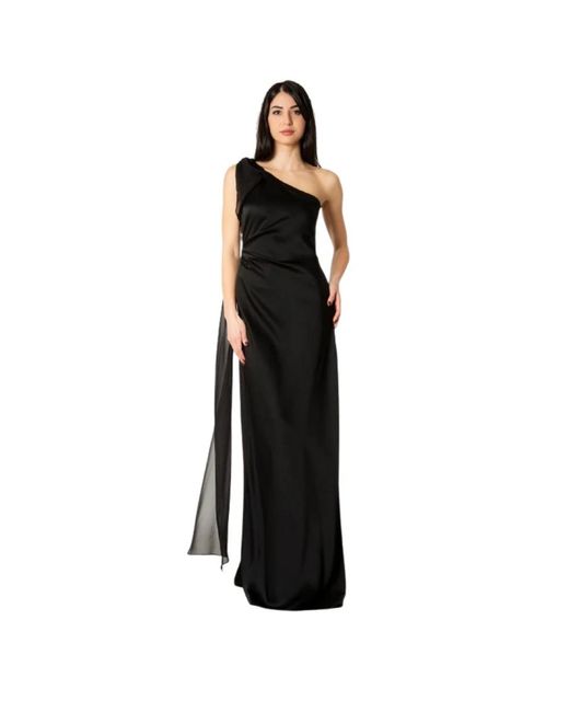 Max Mara Kleedjes ,Zwart ,Elegante One-Shoulder Zwarte Jurk in het Black