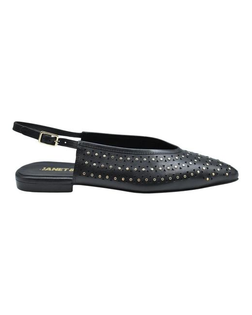 Janet & Janet Black Ballerina Shoes