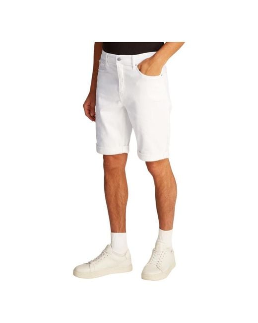 Calvin Klein White Denim Shorts for men