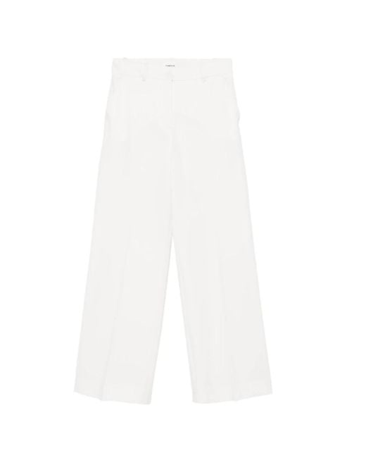 P.A.R.O.S.H. White Relaxed Fit Cream Wide-Leg Trousers
