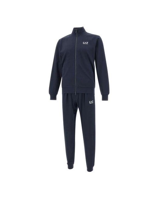 EA7 Blauer baumwoll-trainingsanzug in Blue für Herren