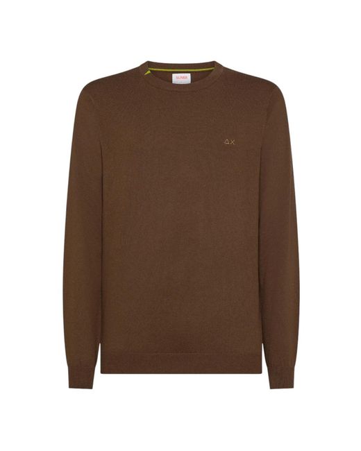 Sun 68 Brown Round-Neck Knitwear for men
