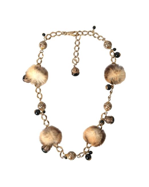 Dolce & Gabbana Metallic Leopardenfell perlen ketten gürtel