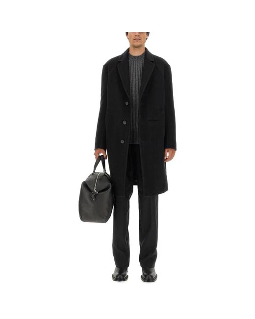 McQueen Black Single-Breasted Coats for men