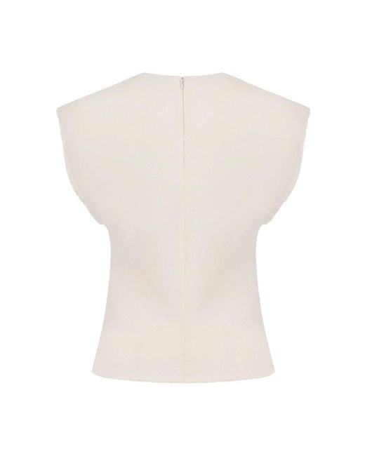 AMI Overhemden ,Wit ,Leer Top Zonder Mouwen Met Onafgewerkte Randen in het White