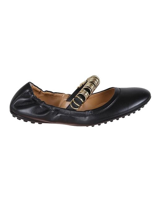 Tod's Black Ballerina Shoes