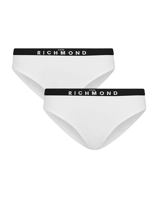 John Richmond Ondergoed ,Wit ,Tweed Medium-Waist Briefs 2-Pack in het White