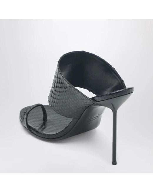 Paris Texas Black Heeled Mules