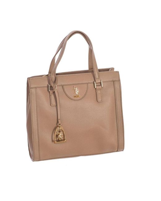 U.S. POLO ASSN. Brown Synthetische handtasche mit reißverschluss
