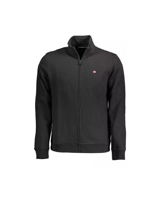 Napapijri Schwarzer baumwollpullover mit stickerei und reißverschluss in Black für Herren
