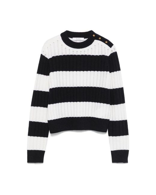 Max Mara Black Gestreifter rundhalsausschnitt pullover