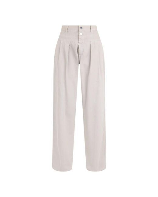 Alberta Ferretti White Straight Trousers