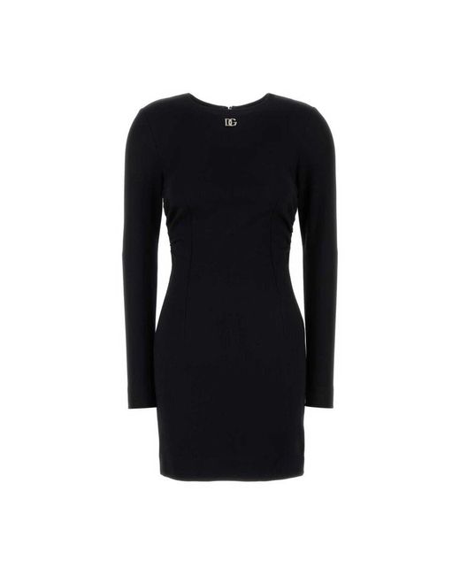 Dolce & Gabbana Black Schwarzes Stretch-Viskose-Mix-Kleid