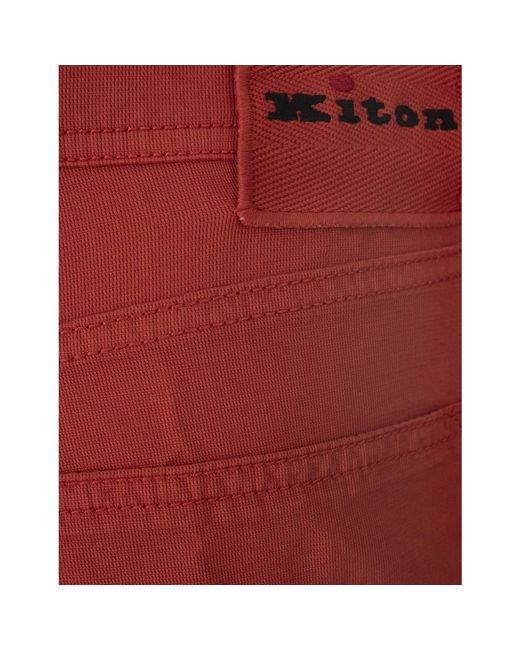 Kiton Rote straight-leg baumwollhose in Red für Herren