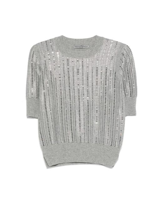 Ermanno Scervino Gestreepte Wol-Kasjmier Top in het Gray