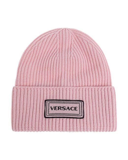 Versace Wollen Gebreide Beanie in het Pink