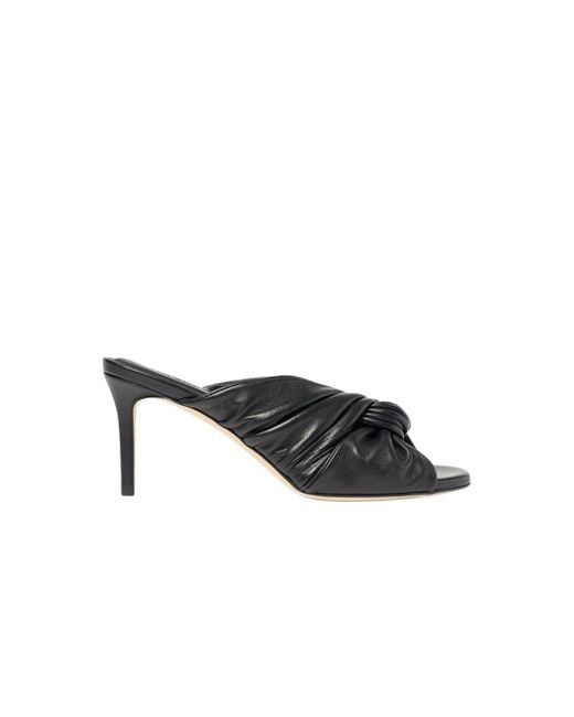 Scarosso Black Heeled Mules