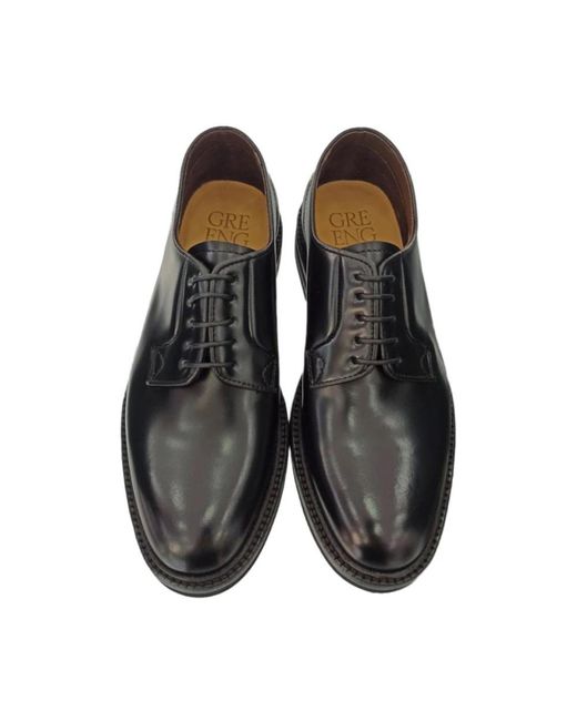 Green George Black Laced Shoes for men