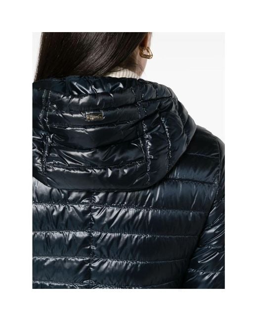Herno Blue Blaue daunenjacke mit kordelkapuze