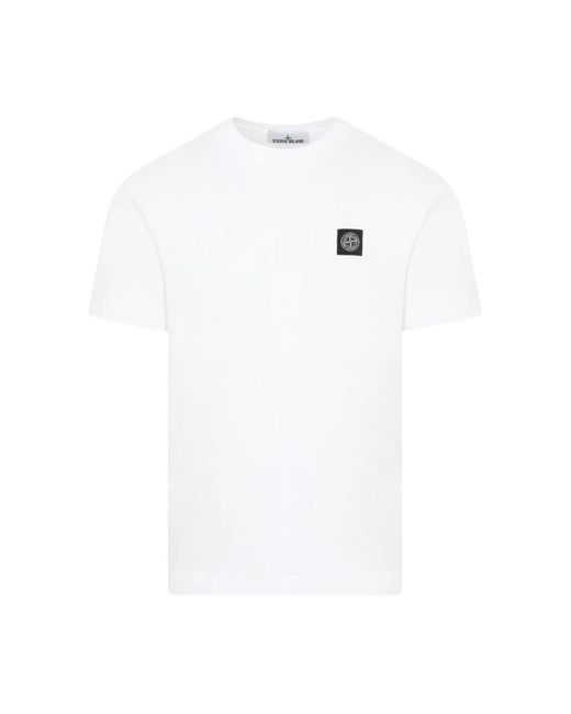 Stone Island Weißes baumwoll-t-shirt rundhalsausschnitt kurzarm in White für Herren