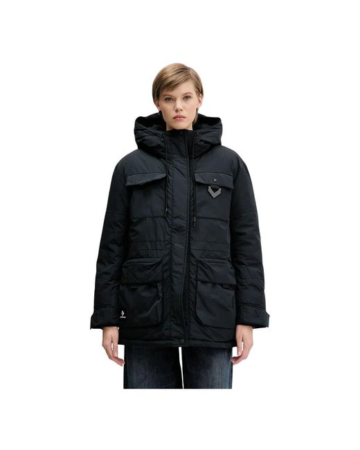 Converse Hooded Patch Jacket in het Black