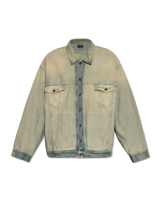Balenciaga Oversize denim jacke in Green für Herren