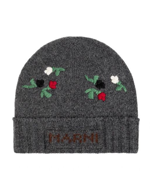 Marni Bestickte Mütze in Gray für Herren