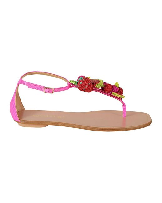 Aquazzura Pink Erdbeer-punsch flache sandalen