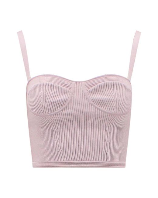 McQueen Tops ,Roze ,Polyester Geribbelde Mouwloze Top in het Purple