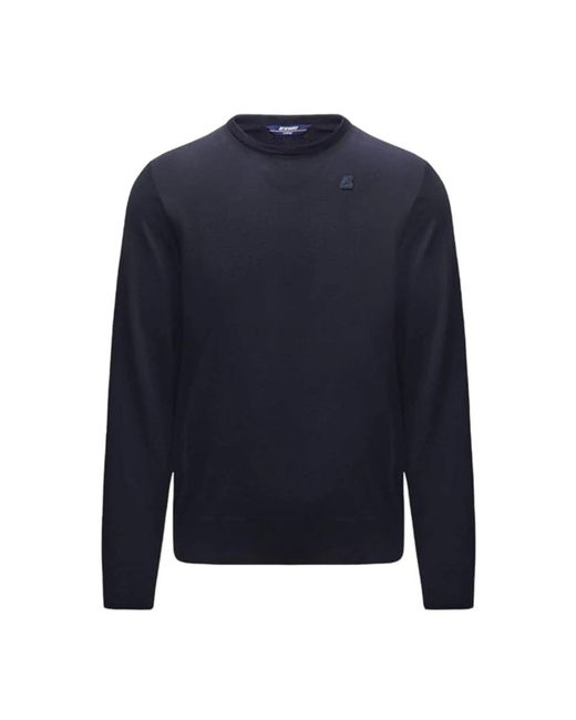 K-Way Blauer Merino-Wollpullover Mit Langen Ärmeln in Blue für Herren