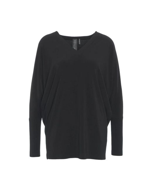 Norma Kamali Black Schwarzes V-Ausschnitt Oversize T-Shirt