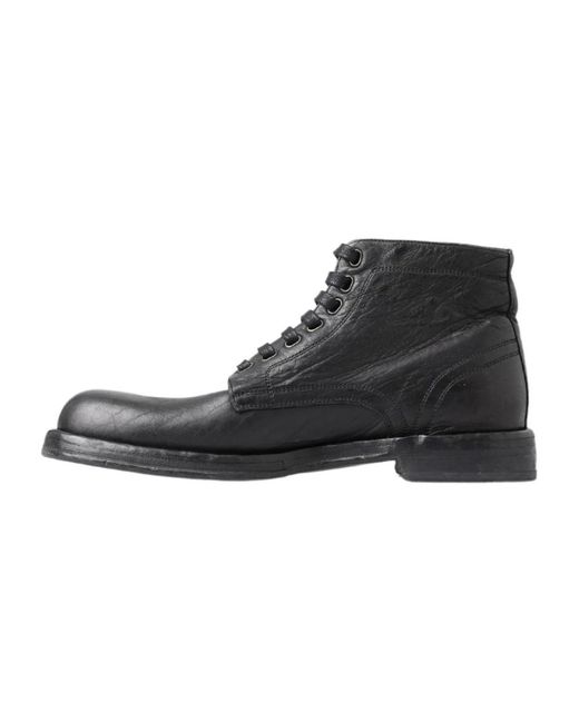 Dolce & Gabbana Black Lace-Up Boots for men