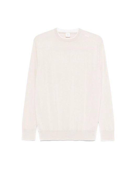 Eleventy Weiße Rippstrickpullover Mit Seide in White für Herren