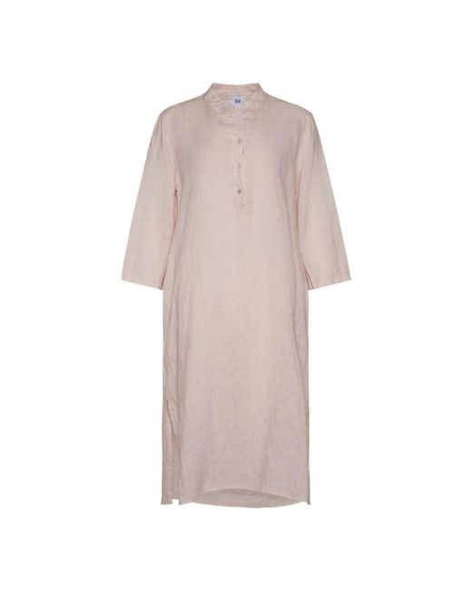 Tiffany & Co Pink Langes Hemdkleid Mit Tasche Aus Leinen