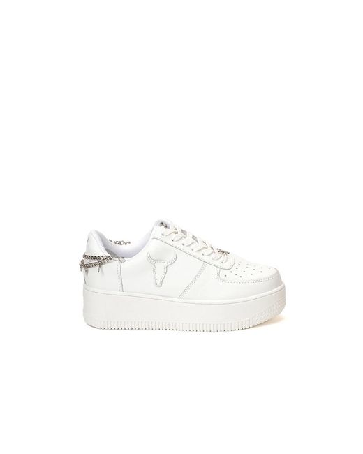Windsor Smith White Weiße leder sneakers mit stierkopf