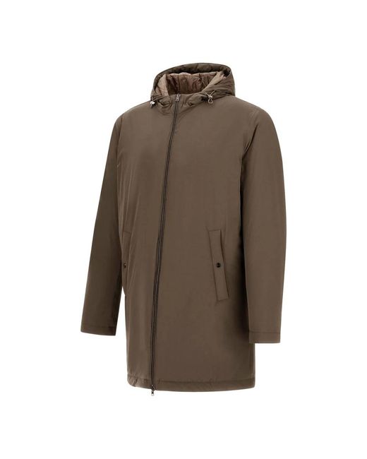 Herno Jassen ,Bruin ,Nylon Donker Taupe Parka Met Trekkoordcapuchon in het Brown voor heren