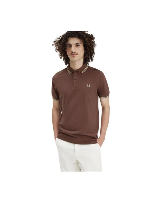 Fred Perry Tops ,Bruin ,Katoen Basic Poloshirt in het Brown voor heren