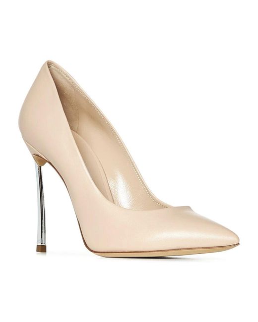Casadei Natural Cremefarbene Lederpumps Mit Stahlabsatz