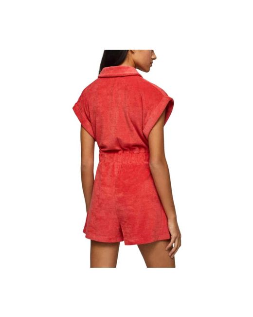 Pepe Jeans Jumpsuits & Playsuits ,Rood ,Katoen Playsuits in het Red