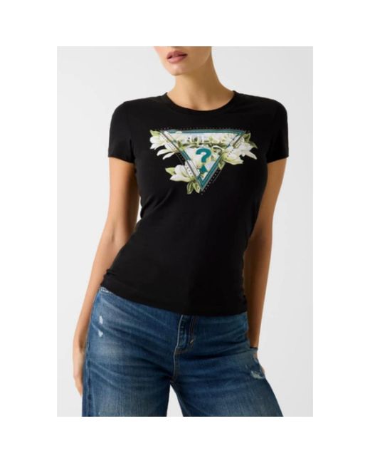Guess Camelia Triangle Tee in het Black