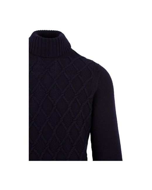 Drumohr Truien & Vesten ,Blauw ,Nachtblauwe Coltrui in het Blue voor heren