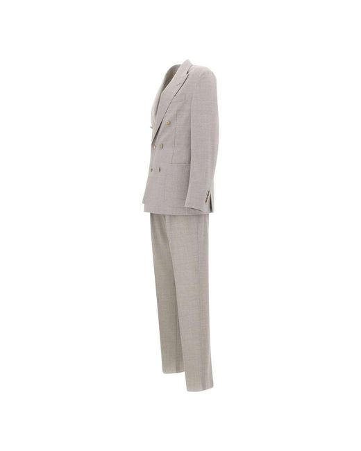 Eleventy Gray Double Breasted Suits for men