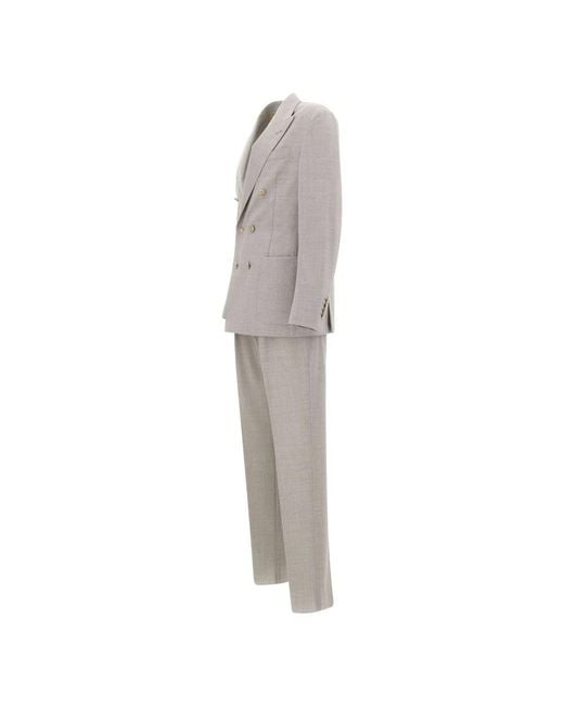 Eleventy Gray Double Breasted Suits for men