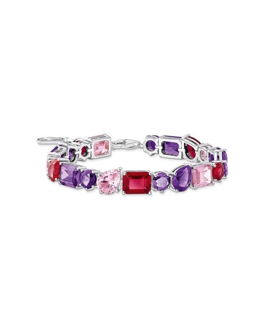 Thomas Sabo Accessoires ,Veelkleurig ,Heritage Glam Tennis Armband in het Purple
