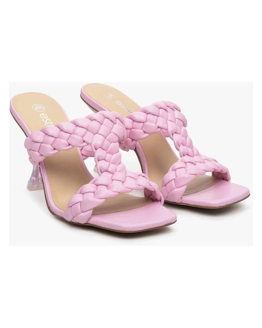 ESTRO Pink Heeled Mules