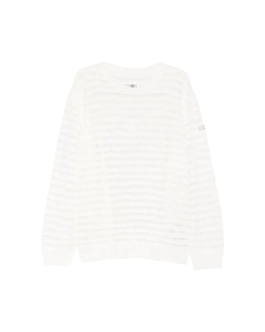 MM6 by Maison Margiela Round-Neck Knitwear in het White voor heren