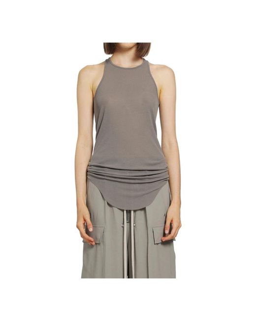 Rick Owens Tops ,Grijs ,Basic Rib Tank in het Gray